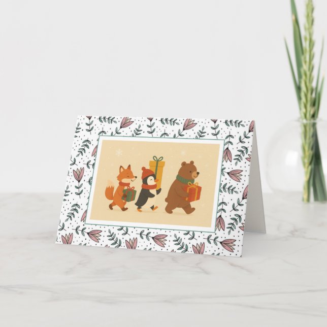Tarjeta Aniversario de los amigos del regalo de los animal (Anverso)