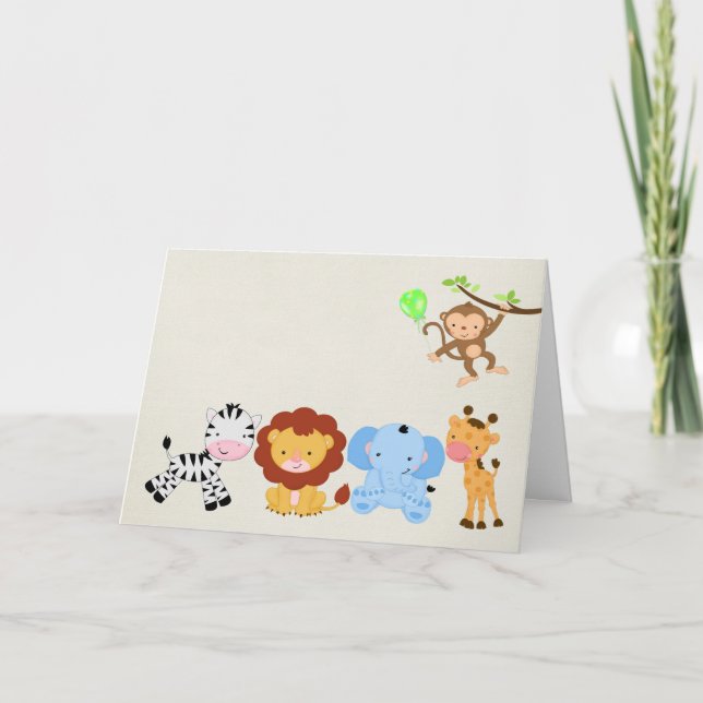 Tarjeta Aniversario de los animales del zoológico de Cute  (Anverso)