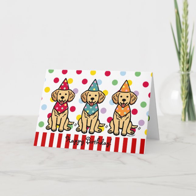 Tarjeta Aniversario de los Cachorros de Golden Retriever (Anverso)