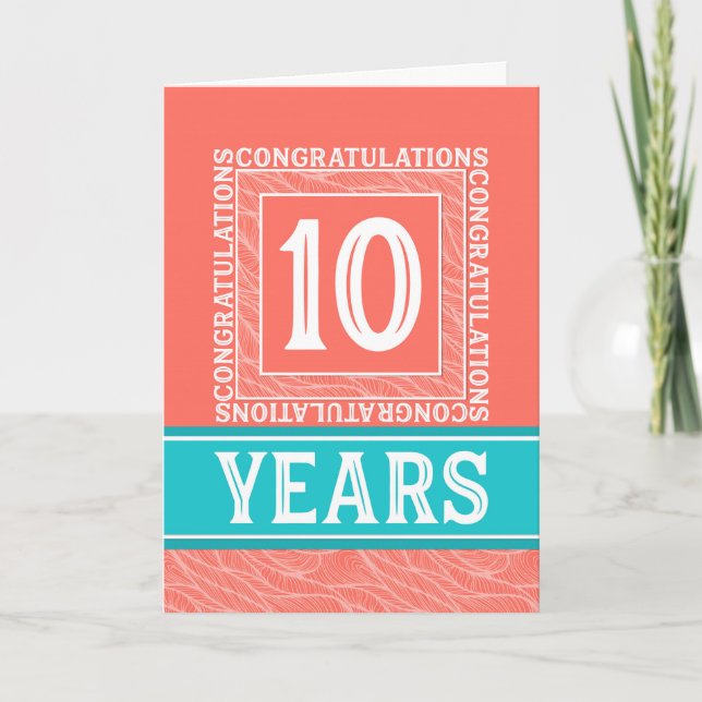 Tarjeta Aniversario de los empleados 10 años - Decorativo (Anverso)