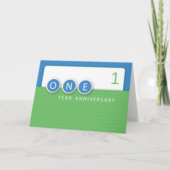 Tarjeta Aniversario de los empleados 1 año, círculos (Anverso)