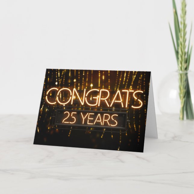 Tarjeta Aniversario de los empleados 25 años - Rótulo neón (Anverso)