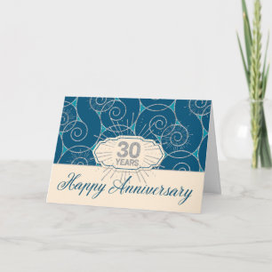 Tarjeta Aniversario de los Empleados 30 años - Nieves azul