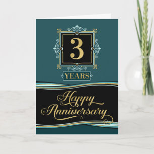 Tarjeta Aniversario de los empleados 3 años de jade formal