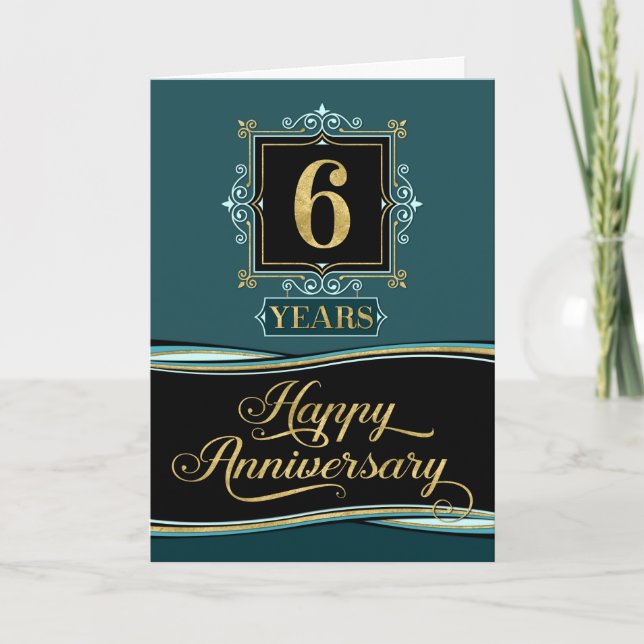 Tarjeta Aniversario de los empleados 6 años de jade formal (Anverso)