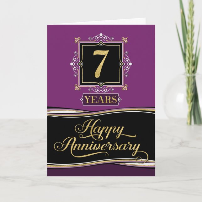 Tarjeta Aniversario de los empleados 7 años Pluma formal d (Anverso)
