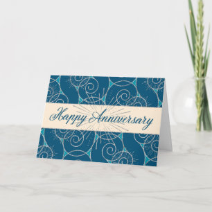 Tarjeta Aniversario de los empleados - Blue Swirls
