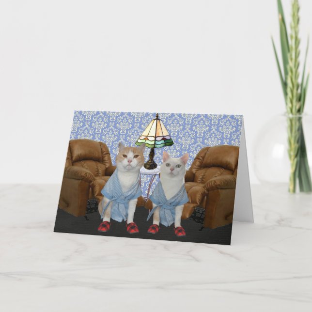 Tarjeta Aniversario de los gatos graciosos del personaliza (Anverso)