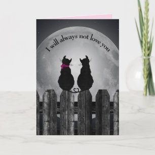 Tarjeta Aniversario de los gatos negros y la luna