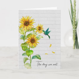Tarjeta Aniversario de los girasoles y el colibrí