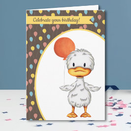 Tarjeta Aniversario de los niños con globos de Duckling