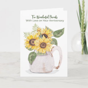 Tarjeta Aniversario de los Padres Girasoles Jarrón Calido 