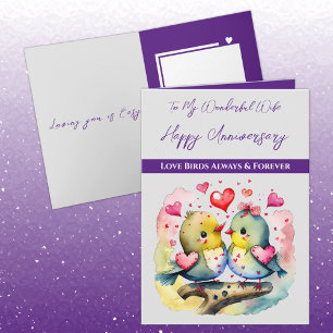 Tarjeta Aniversario de mi maravillosa esposa ama a las ave