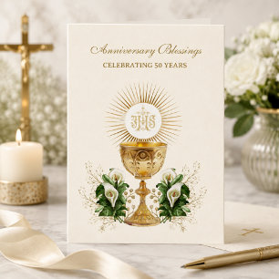 Tarjeta Aniversario de ordenación de diácono sacerdote cat