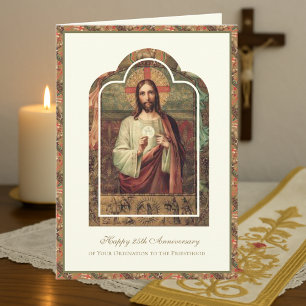 Tarjeta Aniversario de Ordenación de Sacerdote Católico Di
