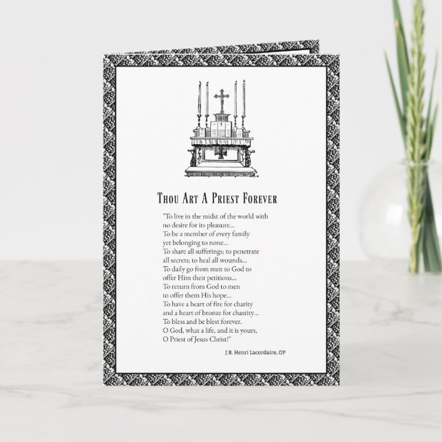 Tarjeta Aniversario de Ordenación de Sacerdote Católico Mi (Anverso)