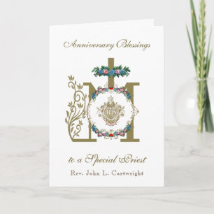 Tarjeta Aniversario de Ordenación Sacerdotal Cruz Mariana