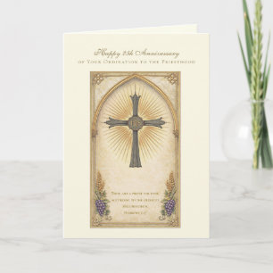 Tarjeta Aniversario de Ordenación Sacerdotal Diseño Sagrad