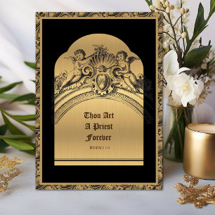 Tarjeta Aniversario de Ordenación Sacerdotal Elegante en D