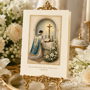 Tarjeta Aniversario de Ordenación Sacerdotal Mariana Catól
