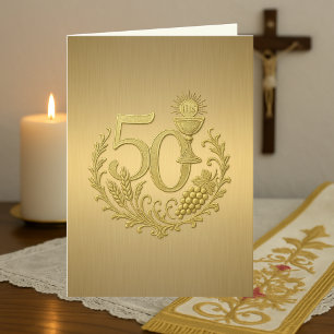 Tarjeta Aniversario de Oro de las Bodas Sacerdotales del s