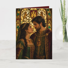 Tarjeta aniversario de pareja medieval día de San Valentín
