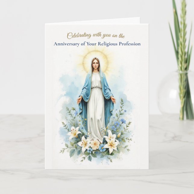 Tarjeta Aniversario de Profesión Religiosa de Monja Bendic (Anverso)