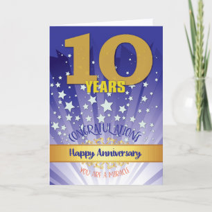 Tarjeta Aniversario de Recuperación de 10 Años en Negrita
