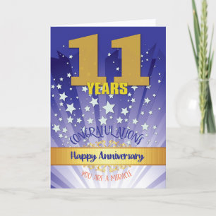 Tarjeta Aniversario de Recuperación de 11 Años Número en N