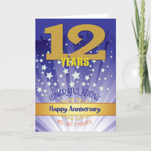 Tarjeta Aniversario de recuperación de 12 años numeral en