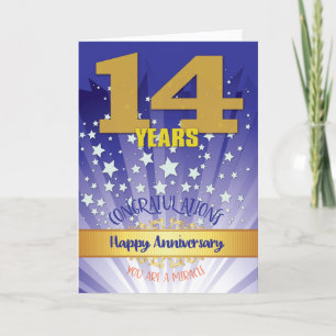 Tarjeta Aniversario de Recuperación de 14 Años Número en N