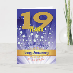 Tarjeta Aniversario de Recuperación de 19 Años Número en N