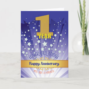 Tarjeta Aniversario de recuperación de 1 año Número en neg