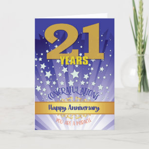 Tarjeta Aniversario de recuperación de 21 años en negrita