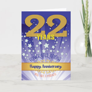 Tarjeta Aniversario de recuperación de 22 años en negrita