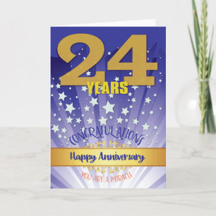 Tarjeta Aniversario de recuperación de 24 años en negrita