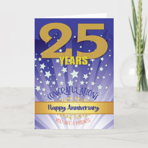 Tarjeta Aniversario de recuperación de 25 años en negrita