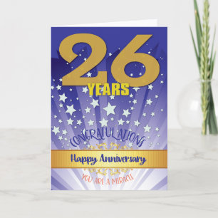 Tarjeta Aniversario de Recuperación de 26 Años en Negrita