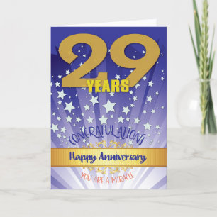 Tarjeta Aniversario de recuperación de 29 años en negrita