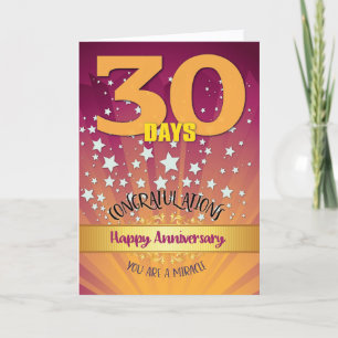 Tarjeta Aniversario de recuperación de 30 días en negrita