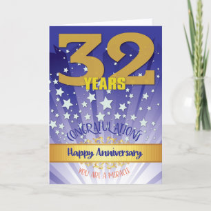 Tarjeta Aniversario de recuperación de 32 años en negrita