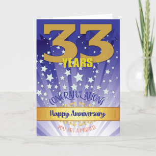 Tarjeta Aniversario de recuperación de 33 años numeral en