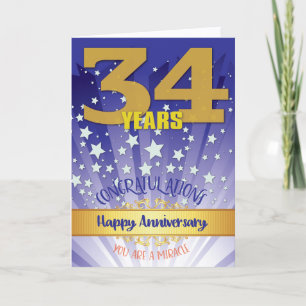 Tarjeta Aniversario de recuperación de 34 años en negrita