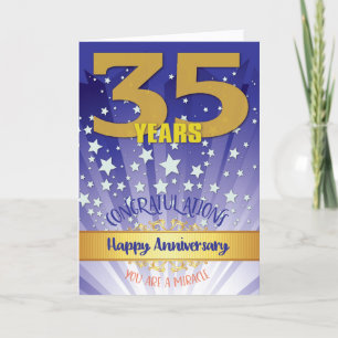 Tarjeta Aniversario de recuperación de 35 años en negrita