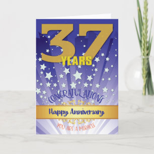 Tarjeta Aniversario de recuperación de 37 años en negrita