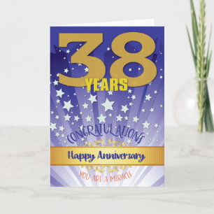 Tarjeta Aniversario de recuperación de 38 años en negrita