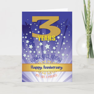 Tarjeta Aniversario de Recuperación de 3 Años Número en Ne