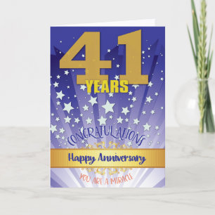Tarjeta Aniversario de recuperación de 41 años en negrita