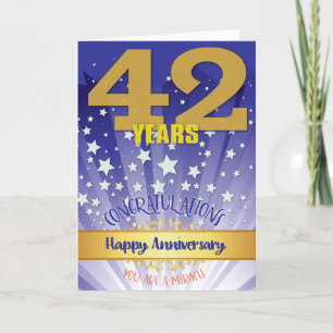 Tarjeta Aniversario de recuperación de 42 años en negrita