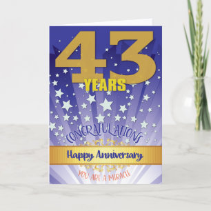 Tarjeta Aniversario de recuperación de 43 años en negrita